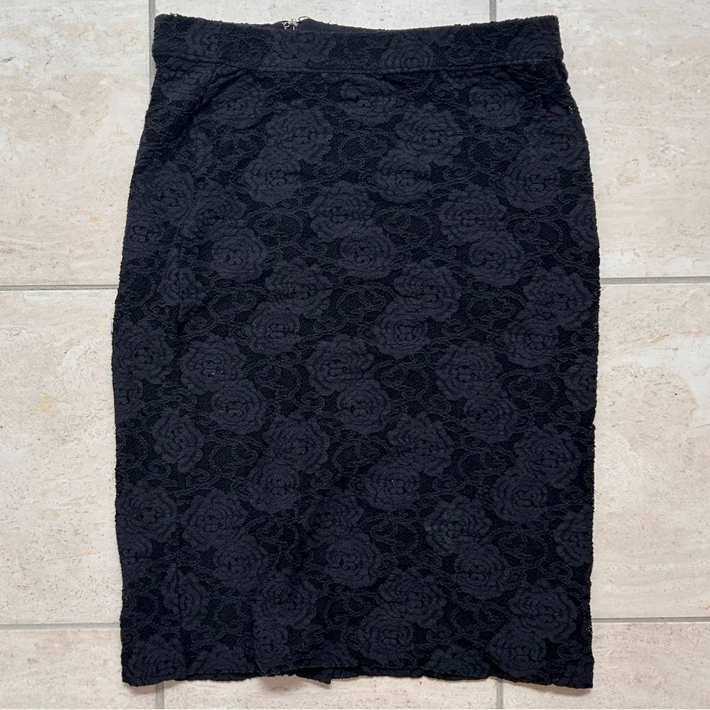 Anthropologie Maeve Elegant Black Lace Pencil Skirt XS